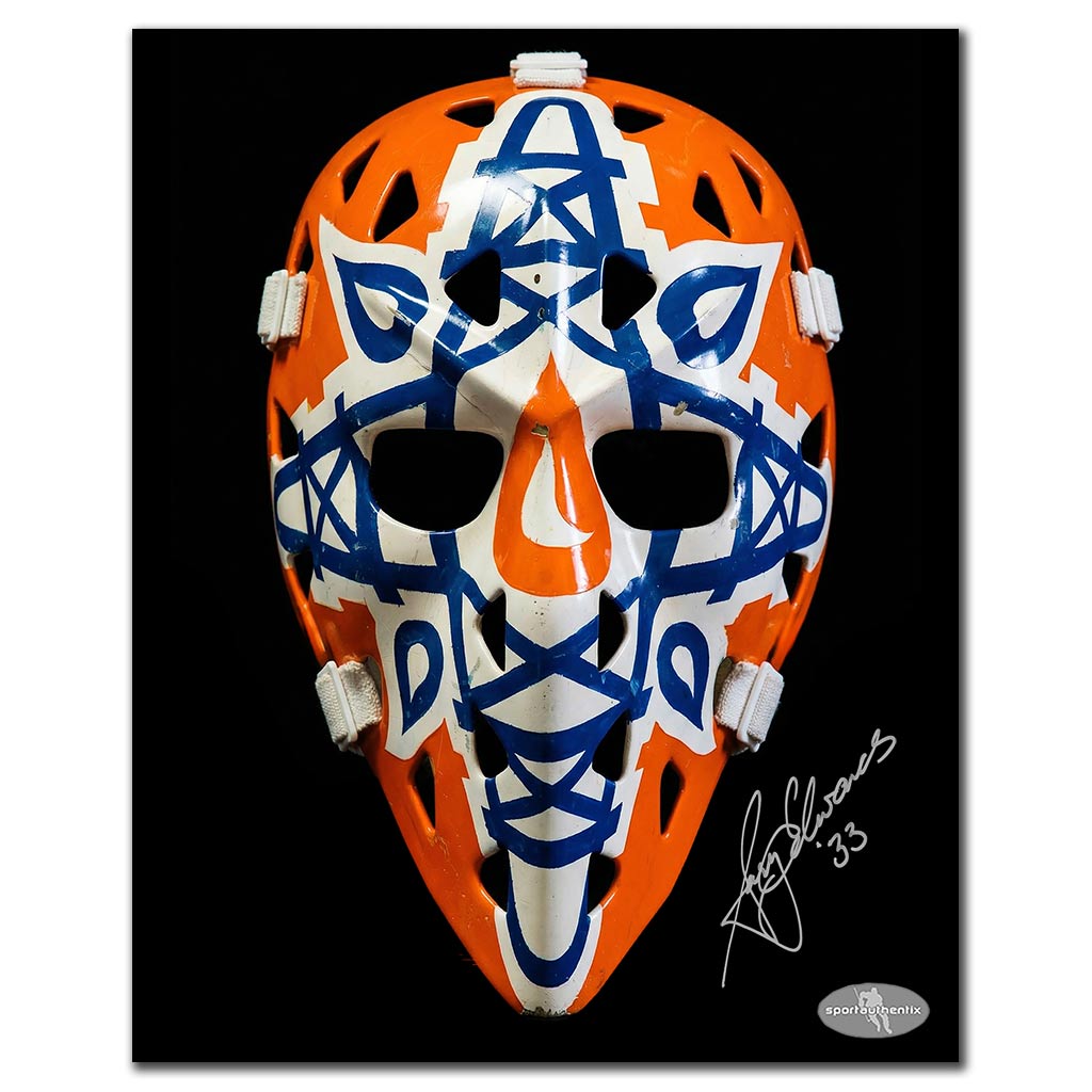 Gary Edwards Autographed Edmonton Oilers 8x10 Photo - Oil Drop Mask