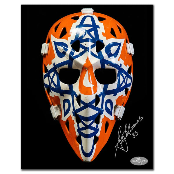 Gary Edwards autographed Edmonton Oilers 8x10 goalie mask photo
