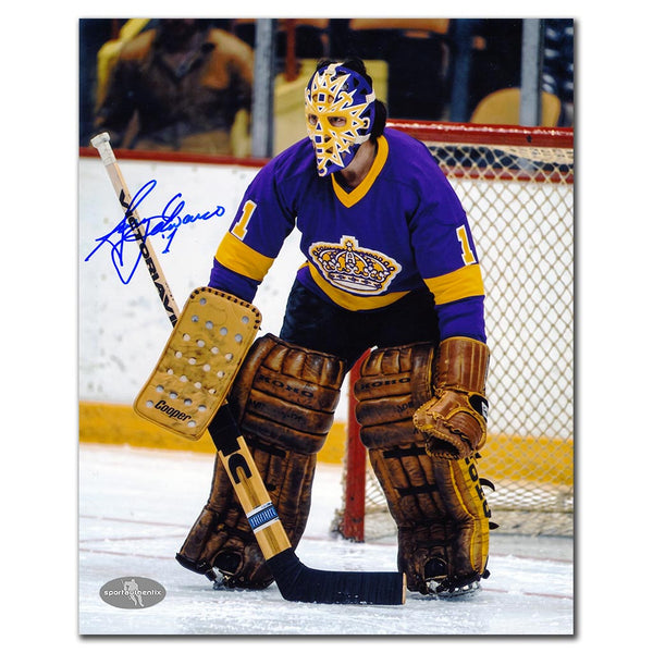 Gary Edwards autographed Los Angeles Kings 8x10 photo purple jersey game action