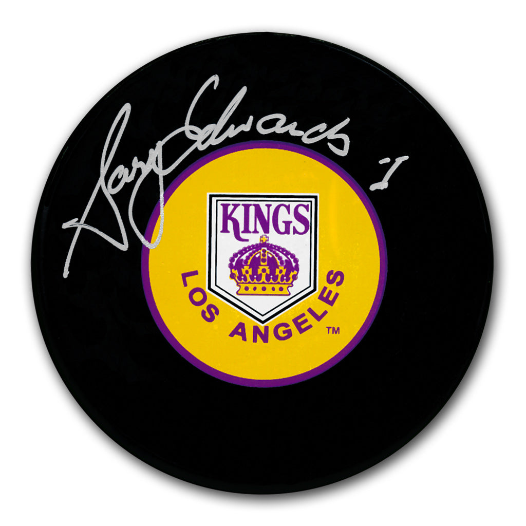 Gary Edwards autographed Los Angeles Kings hockey puck