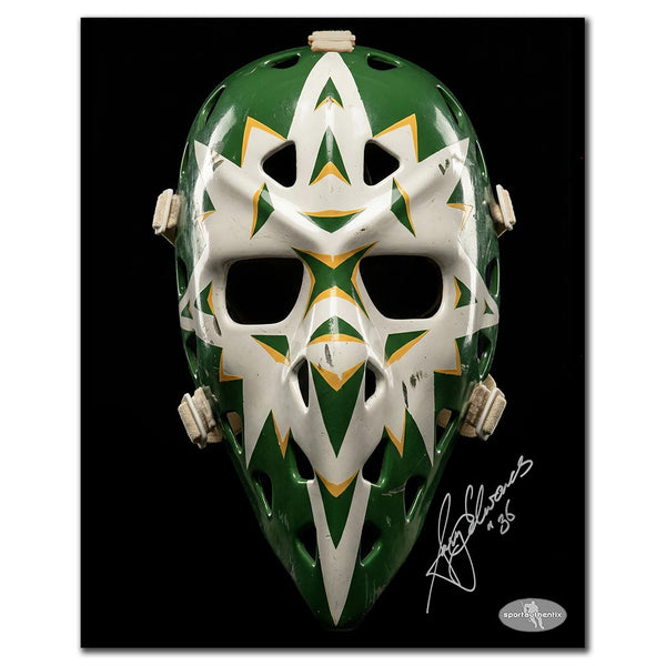 Gary Edwards autographed Minnesota North Stars 8x10 goalie mask photo