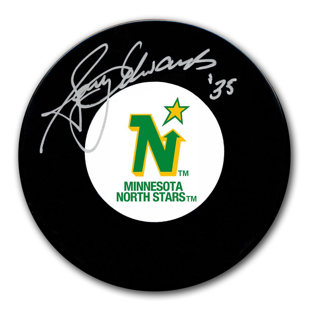 Gary Edwards autographed Minnesota North Stars hockey puck