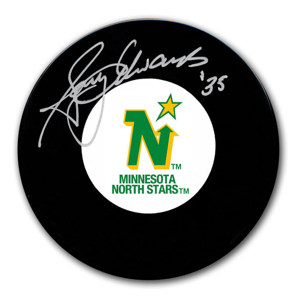 Gary Edwards autographed Minnesota North Stars hockey puck