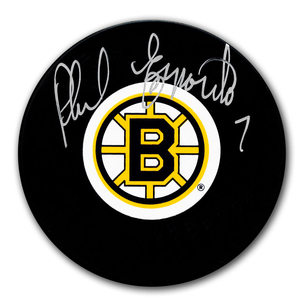 Rondelle autographiée des Bruins de Boston par Phil Esposito