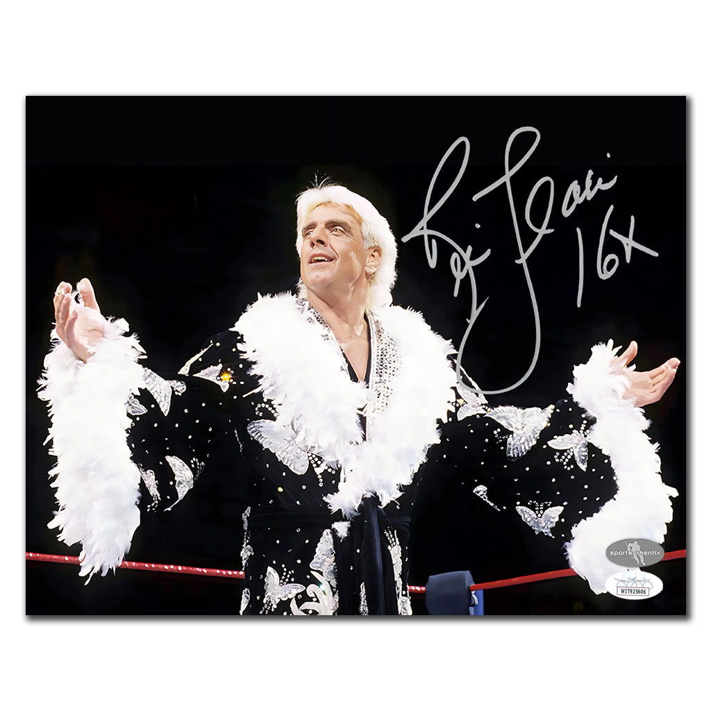 Ric Flair signed WWE 11x14 photo with 16x World Champion inscription and JSA COA