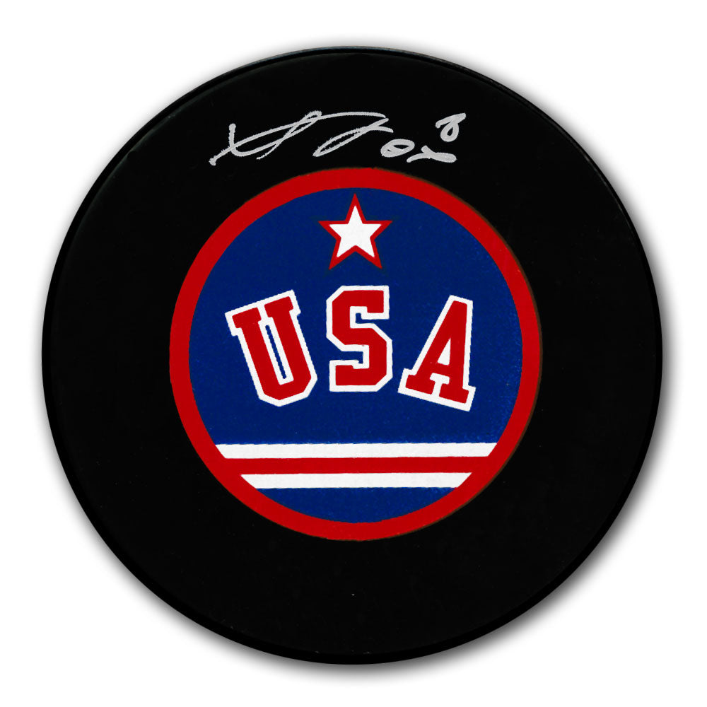 Adam Fox Team USA United States Autographed Puck