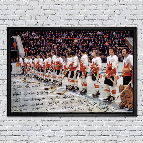 Team Canada 1972 Summit Series O CANADA NATIONAL ANTHEM Autographed 24X32 Art Canvas Signed By 27