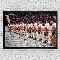 Équipe Canada 1972 Summit Series O CANADA HYMNE NATIONAL Toile d'art dédicacée 24 x 32 signée par 27