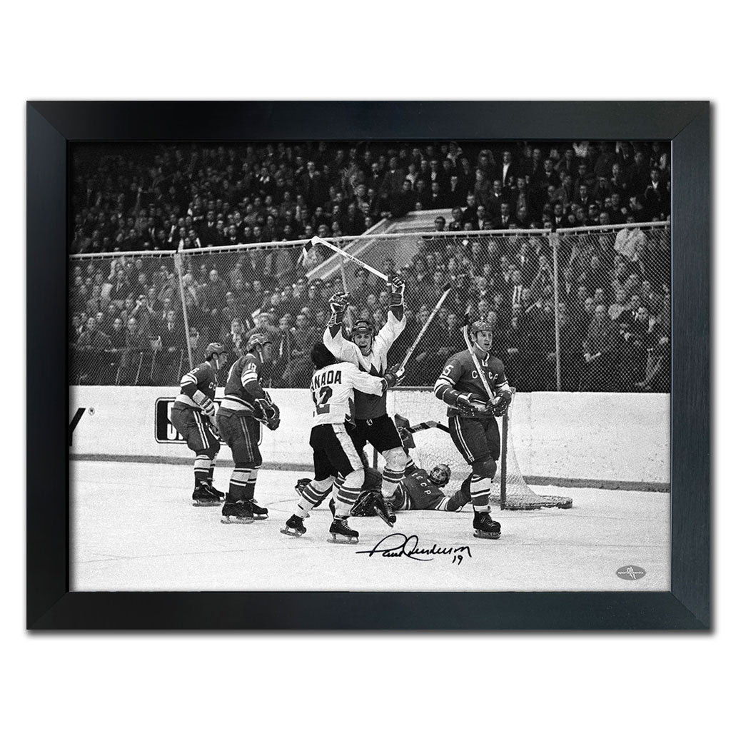 Paul Henderson THE GOAL OF THE CENTURY Team Canada 1972 Summit Series Autographed 24X30 Art Canvas Frame