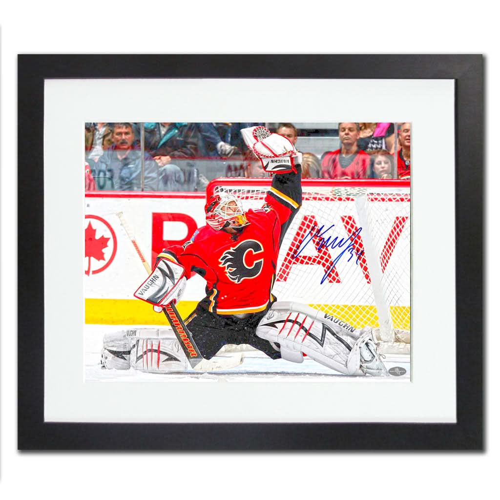 Miikka Kiprusoff Calgary Flames GLOVE SAVE Autographed 32X26 Frame - Sport Authentix Inc
