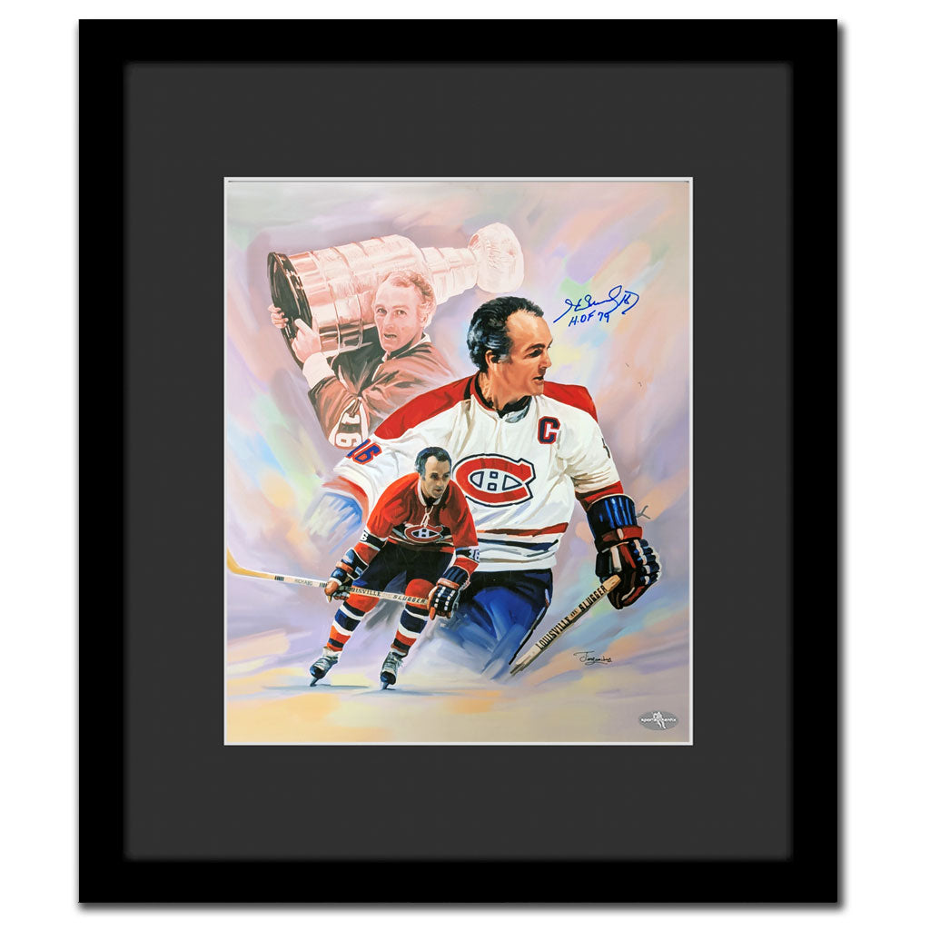 Henri Richard Montreal Canadiens Autographed 21X25 Art Canvas Frame