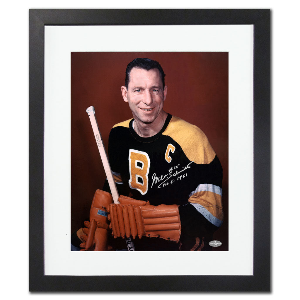 Cadre autographié 26X32 de Milt Schmidt Boston Bruins CAPTAIN