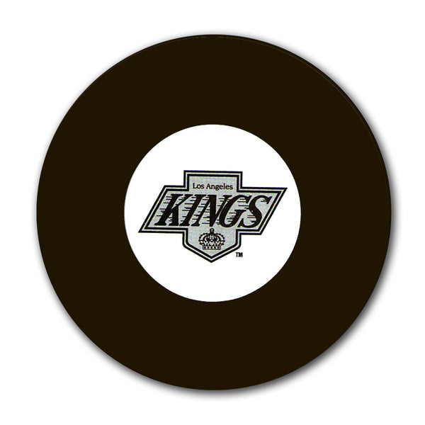 Los Angeles Kings logo hockey puck for an upcoming Grant Fuhr autograph signing