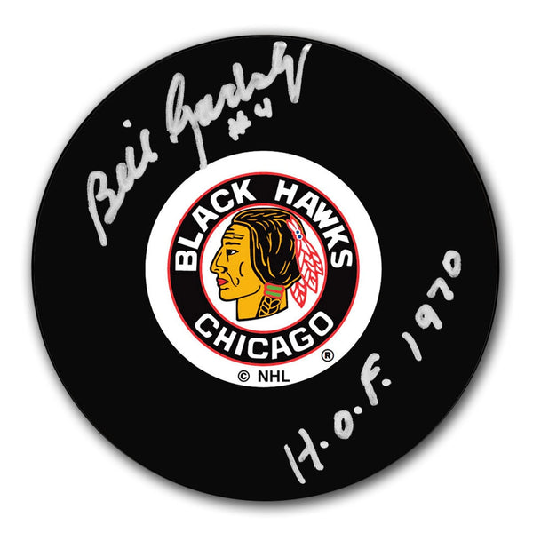 Authentic Bill Gadsby Chicago Blackhawks HOF Autographed Puck - SportAuthentix
