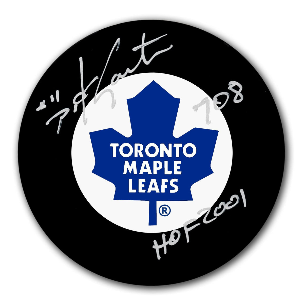 Authentic Mike Gartner Toronto Maple Leafs HOF 708 Goals Autographed Puck - SportAuthentix