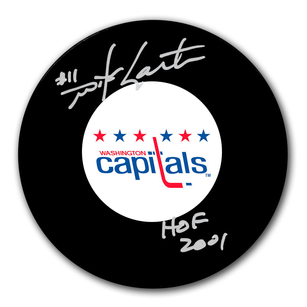 Mike Gartner autographed Washington Capitals hockey puck with HOF 2001 inscription