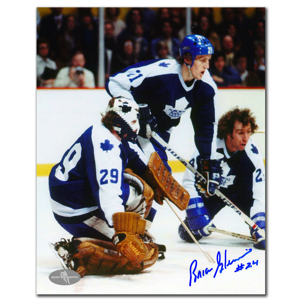 Brian Glennie, Maple Leafs de Toronto, autographié par PALMATEER SALMING 8x10