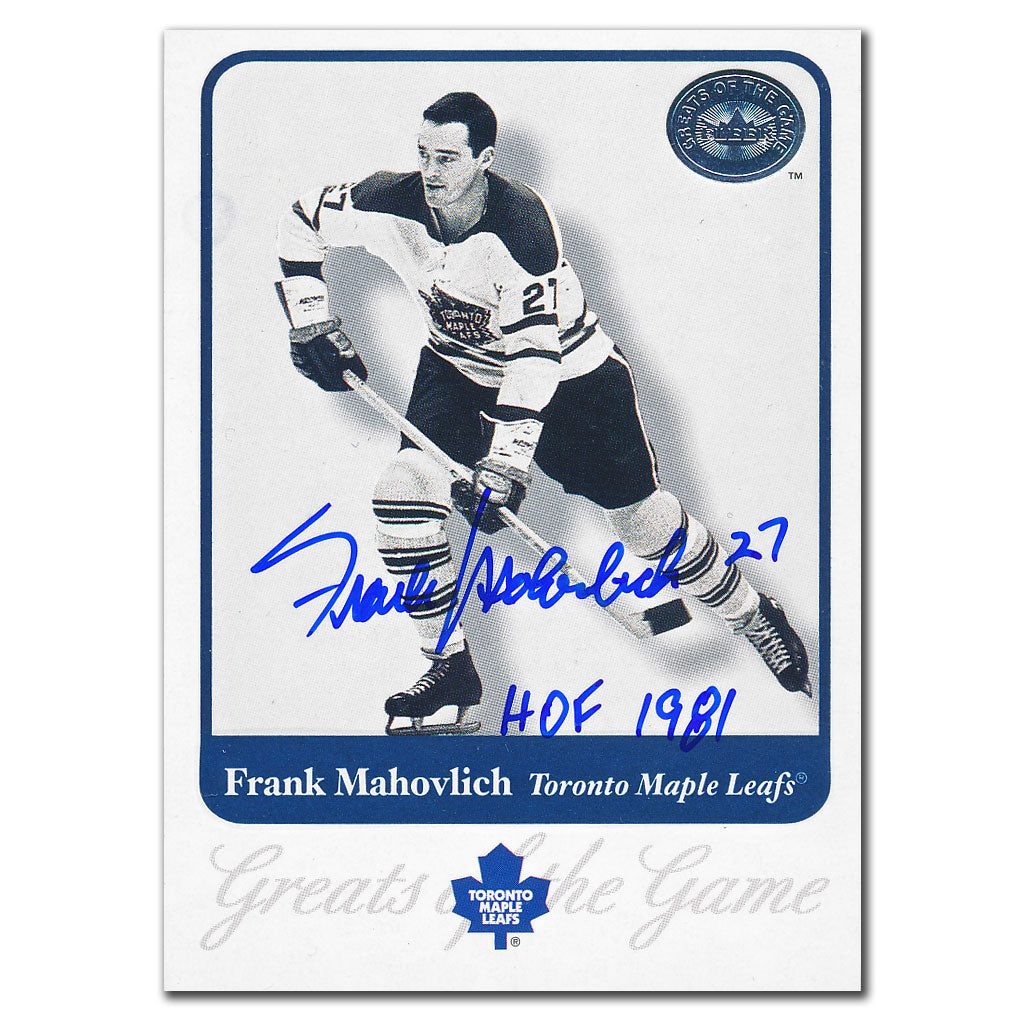 2001-02 Fleer Greats of the Game Frank Mahovlich Autographed Card #55 - Sport Authentix Inc