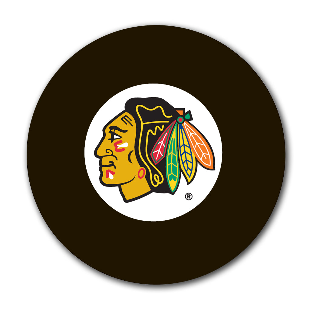 Chicago Blackhawks logo hockey puck for Michel Goulet autograph pre-order
