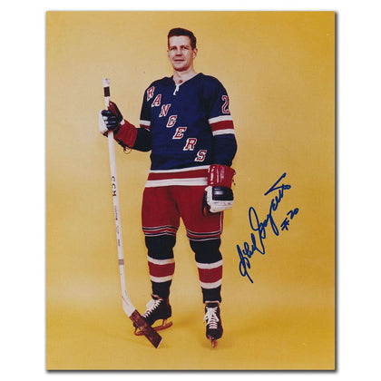 Phil Goyette New York Rangers signed 8x10 photo, featuring a bold autograph—premium collectible sports memorabilia for fans.