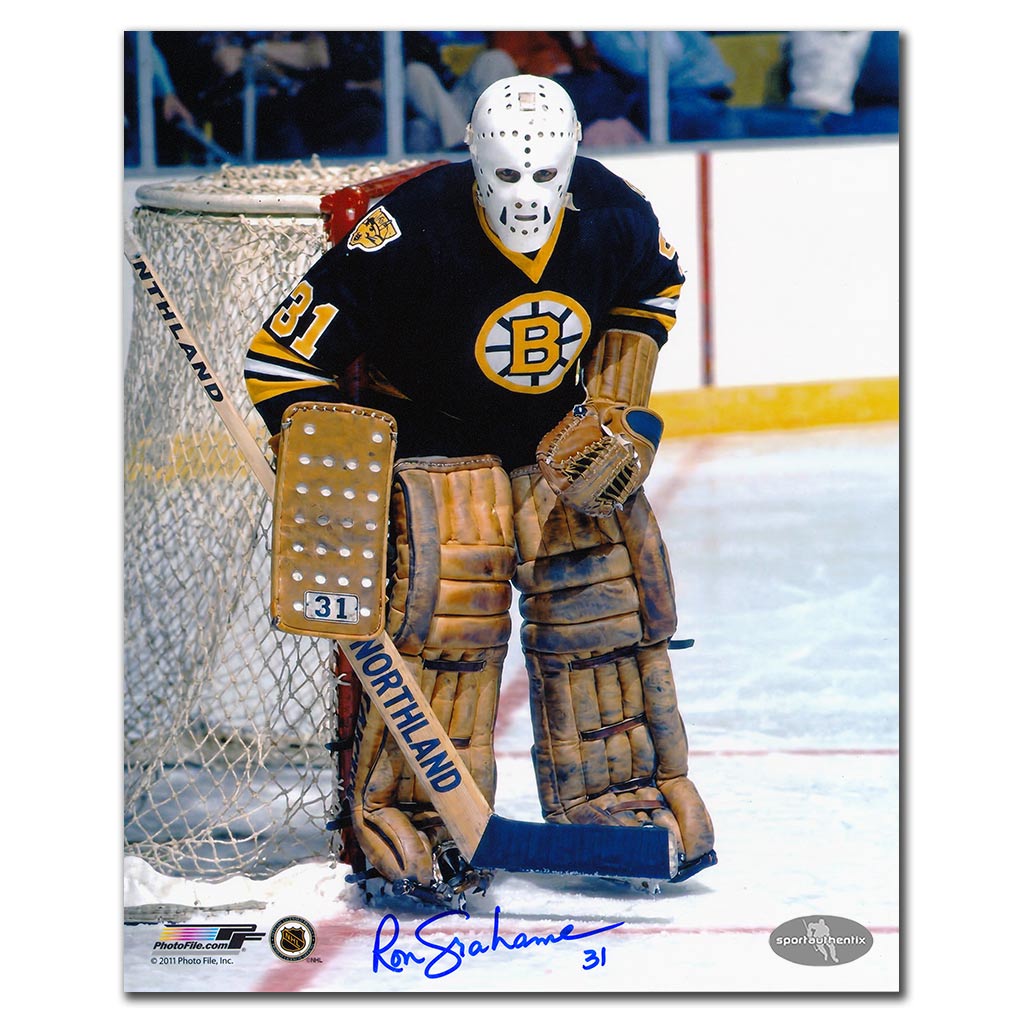 Ron Grahame Autographed Boston Bruins 8x10 Photo - Guarding the Crease