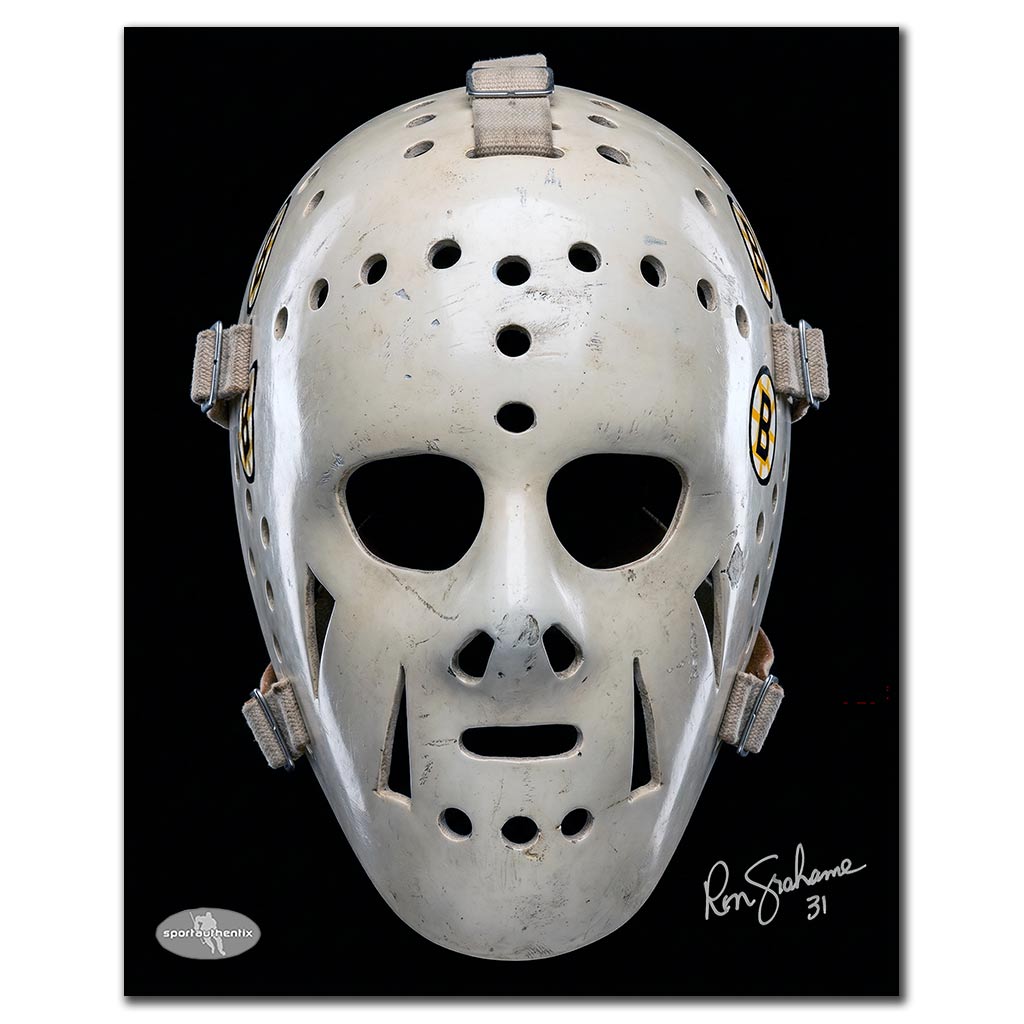 Ron Grahame Autographed Boston Bruins 8x10 Photo - Mask