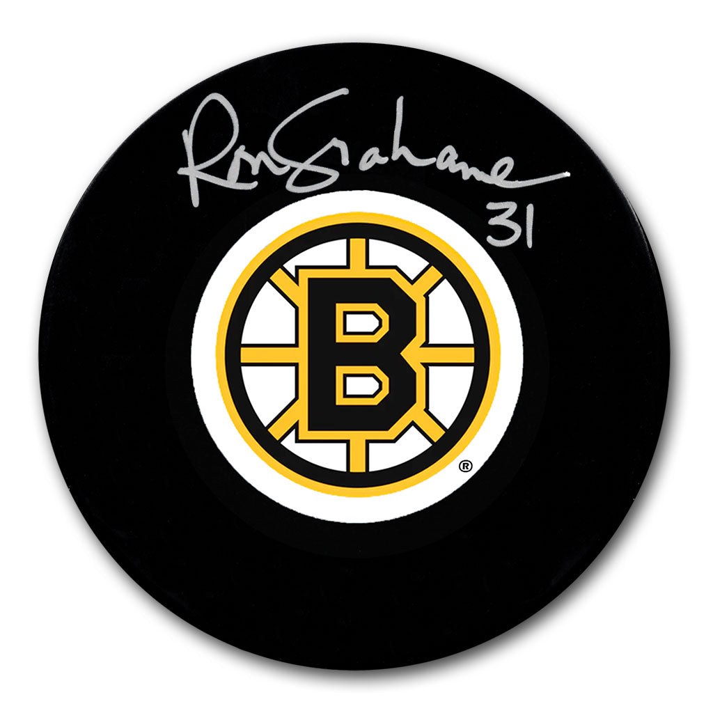Ron Grahame autographed Boston Bruins hockey puck