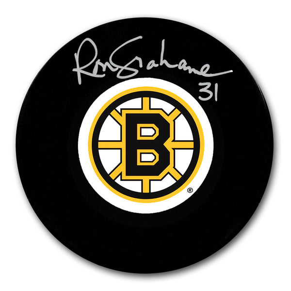 Ron Grahame autographed Boston Bruins hockey puck