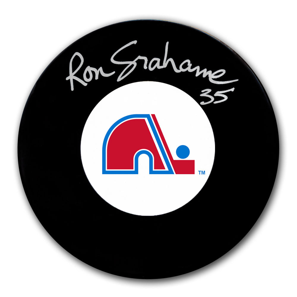 Ron Grahame autographed Quebec Nordiques hockey puck
