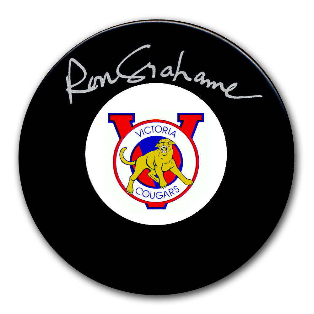 Ron Grahame autographed Victoria Cougars hockey puck