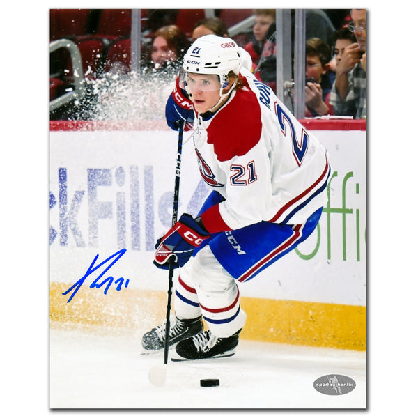 Kaiden Guhle Autographed Montreal Canadiens 8x10 Photo · White Jersey Game Action