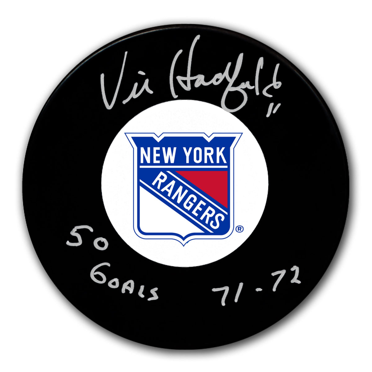 Vic Hadfield New York Rangers 50 Goals Autographed Puck - Sport Authentix Inc