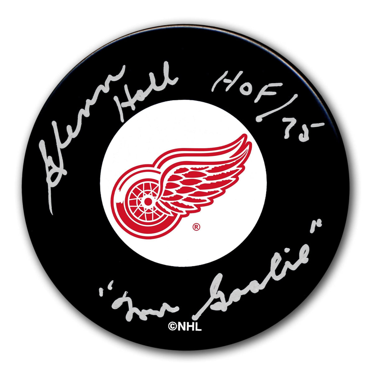 Authentic Glenn Hall Detroit Red Wings HOF Mr. Goalie Autographed Puck - SportAuthentix