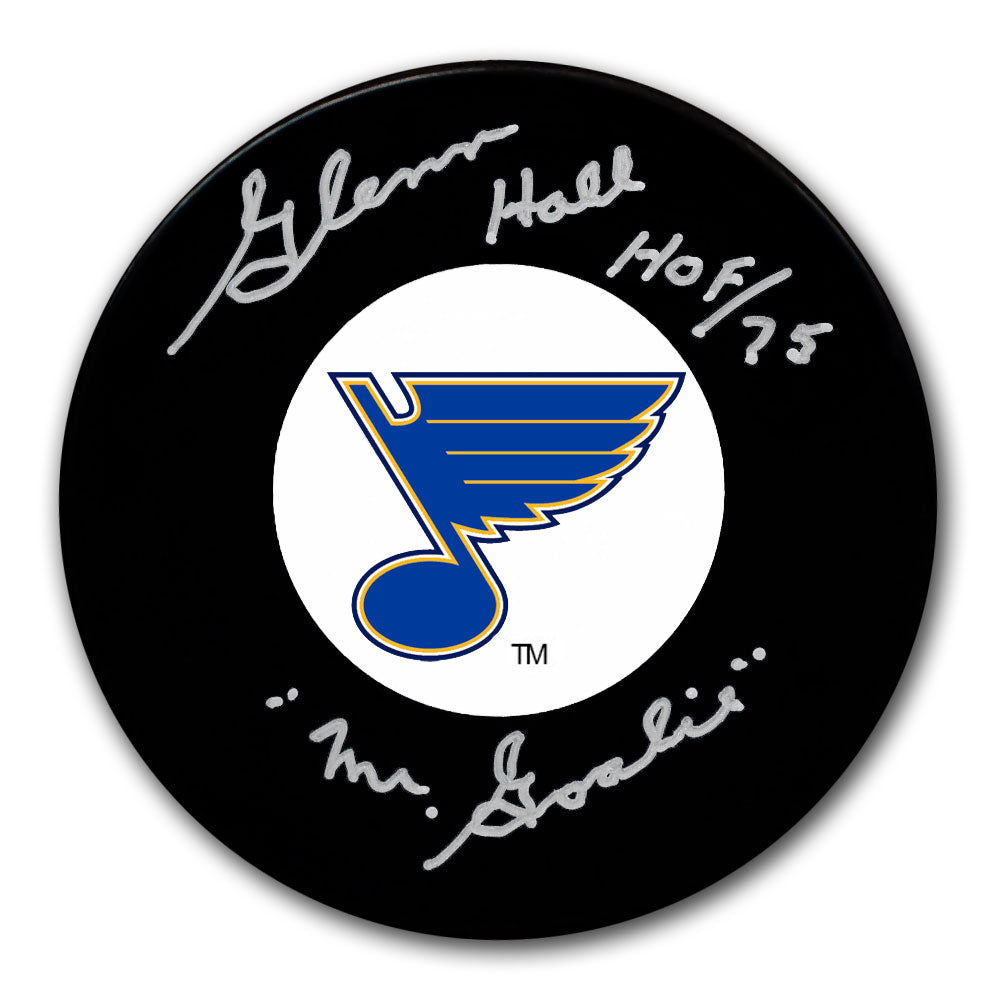 Glenn Hall Autographed St. Louis Blues Puck - HOF 1975 - Mr. Goalie
