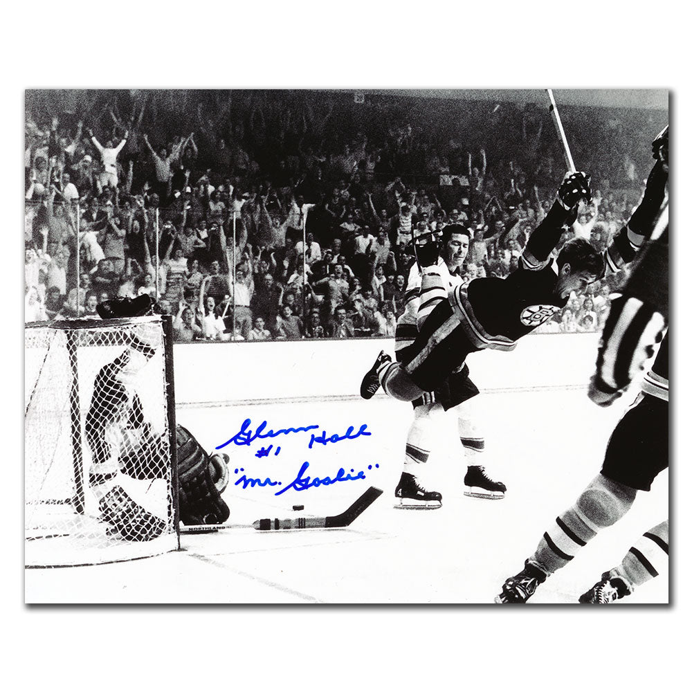 Glenn Hall St. Louis Blues THE GOAL B&amp;W Autographié 8x10