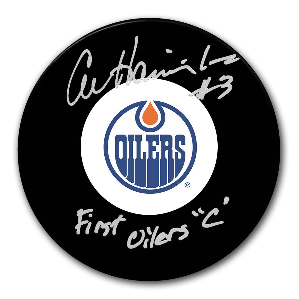 Al Hamilton Edmonton Oilers FIRST OILERS CAPTAIN Autographed Puck
