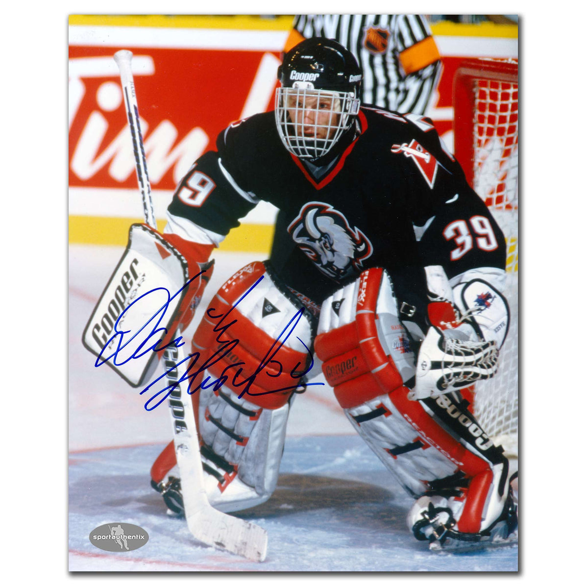 Dominik Hasek Buffalo Sabres BLACK JERSEY Autographed 8x10 - Sport Authentix Inc