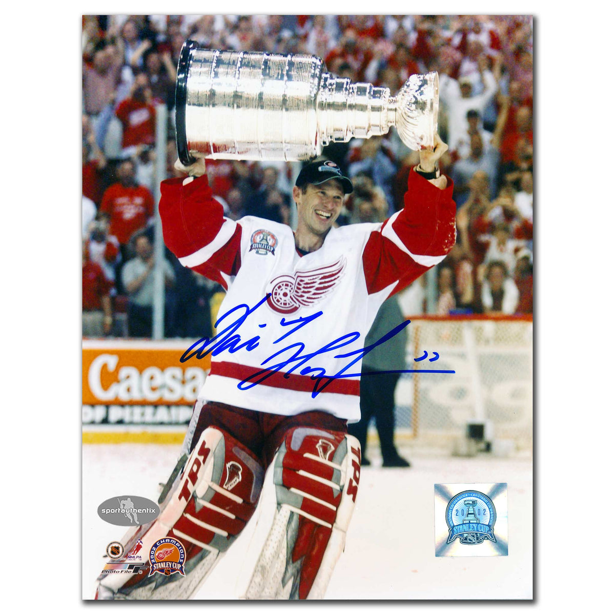 Dominik Hasek Detroit Red Wings 2002 Stanley Cup Autographed 8x10 - Sport Authentix Inc