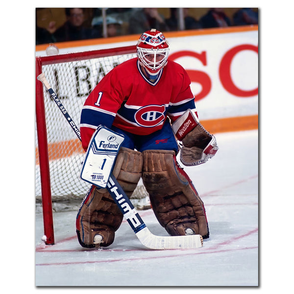 Brian Hayward autographed Montreal Canadiens 16x20 photo pre-order #1 showing him in a red jersey goalie stance.