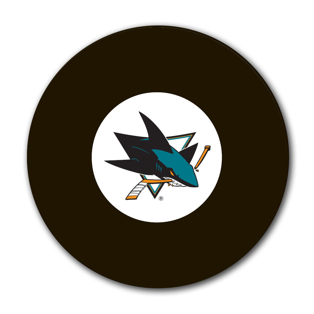 Brian Hayward autographed San Jose Sharks hockey puck pre-order featuring the Sharks logo.