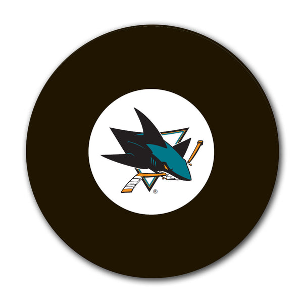 Brian Hayward autographed San Jose Sharks hockey puck pre-order featuring the Sharks logo.