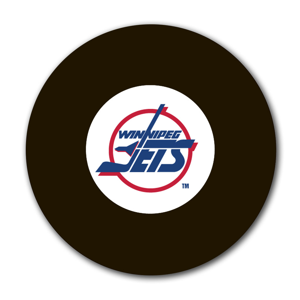 Brian Hayward autographed Winnipeg Jets hockey puck pre-order featuring the Jets logo.