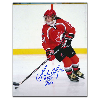 Inscribed 8x10 photo of Geraldine Heaney from Team Canada at the 1998 Olympics, autographed with Hall of Fame 2013 message.