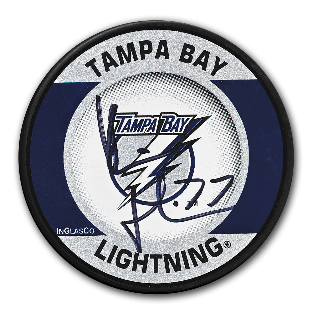 Rondelle autographiée avec logo du Lightning de Tampa Bay de Victor Hedman