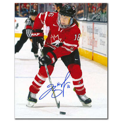 Jayna Hefford Team Canada 8x10 photo, hand-signed in black marker, authentic autographed memorabilia ideal for collectors.
