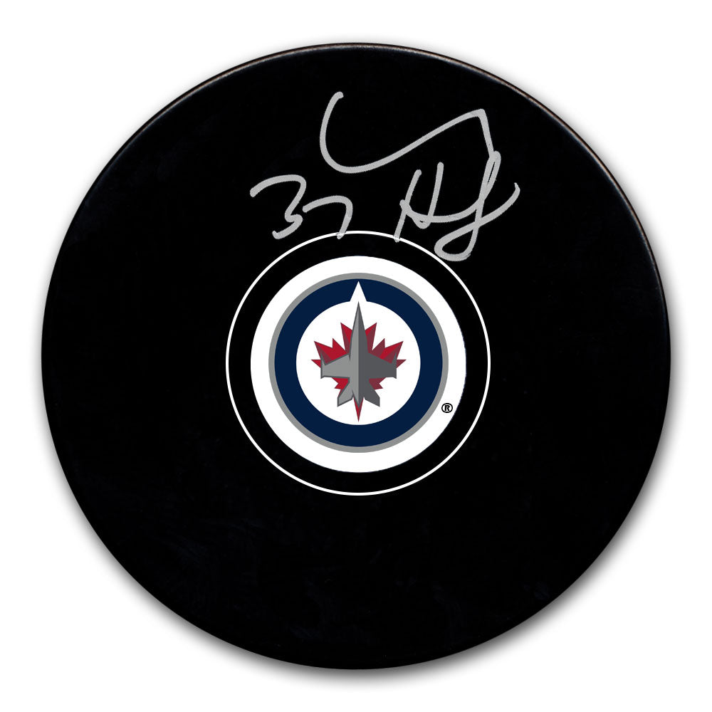 Rondelle autographiée par Connor Hellebuyck des Jets de Winnipeg