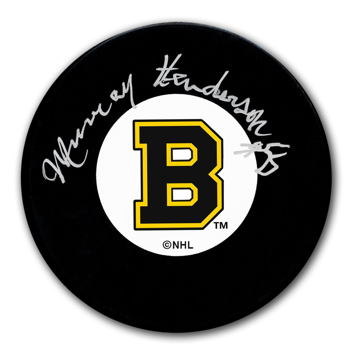 Authentic Murray Henderson Boston Bruins Autographed Puck - SportAuthentix