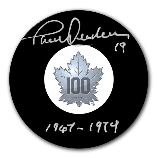 Paul Henderson autographed Toronto Maple Leafs 100th Anniversary hockey puck