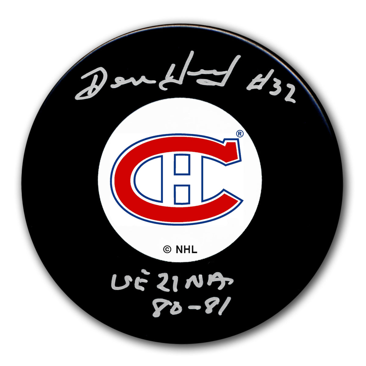 Denis Herron Montreal Canadiens 1981 Vezina Original 6 Autographed Puck - Sport Authentix Inc