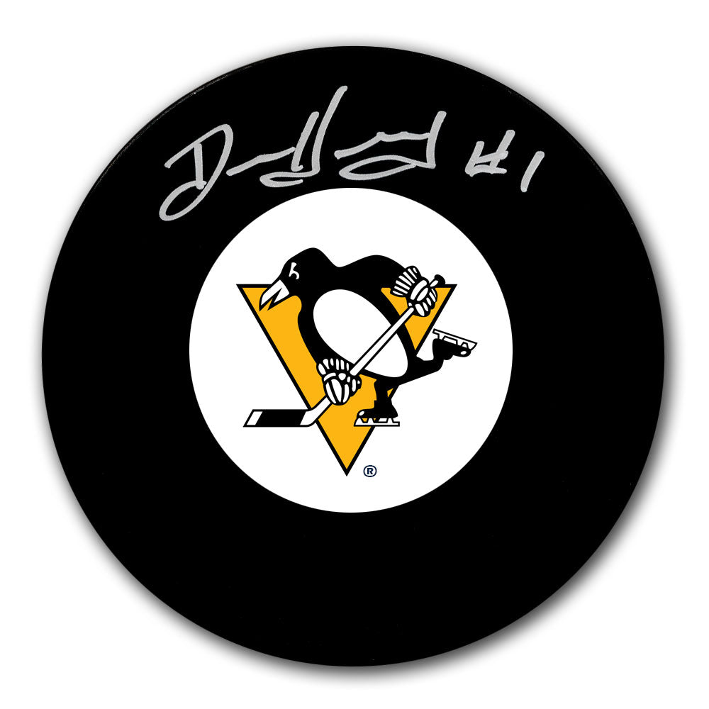 Denis Herron Pittsburgh Penguins Autographed Puck
